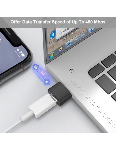 Adaptador USB a USB-C USHEMI - Paquete de 2, Carga y Transferencia