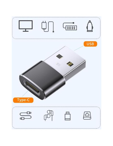 Adaptador USB a USB-C USHEMI - Paquete de 2, Carga y Transferencia