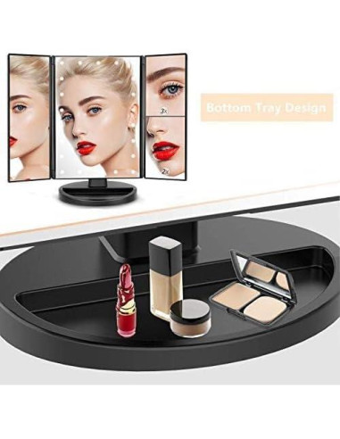Espejo de Maquillaje Infitrans Trifold con Luces LED 1X 2X 3X