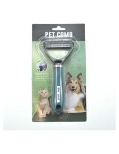 Cepillo Deshedding 2 en 1 KUDCUOM para Perros y Gatos Verde