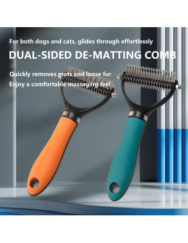 Cepillo Deshedding 2 en 1 KUDCUOM para Perros y Gatos Verde