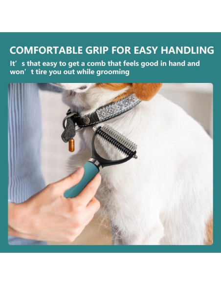 Cepillo Deshedding 2 en 1 KUDCUOM para Perros y Gatos Verde