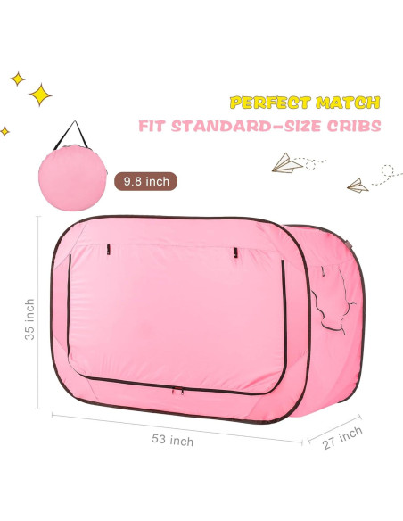 Carpa de Cama Plegable para Bebés Porayhut Rosa 135x68.5 cm