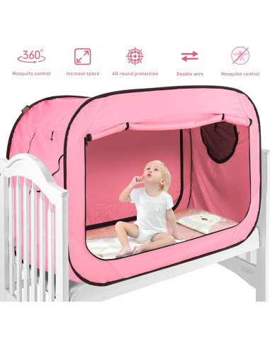 Carpa de Cama Plegable para Bebés Porayhut Rosa 135x68.5 cm