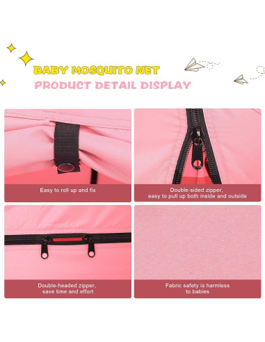 Carpa de Cama Plegable para Bebés Porayhut Rosa 135x68.5 cm