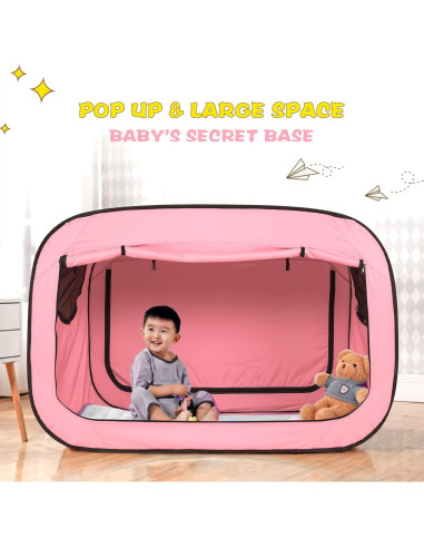 Carpa de Cama Plegable para Bebés Porayhut Rosa 135x68.5 cm