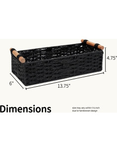 Cesta de Almacenamiento Rattanzenith Negra 35.56x15.24x10.16 cm 2