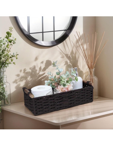 Cesta de Almacenamiento Rattanzenith Negra 35.56x15.24x10.16 cm