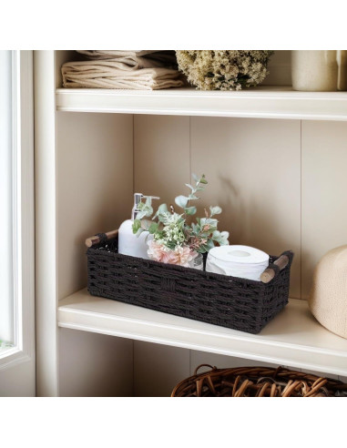 Cesta de Almacenamiento Rattanzenith Negra 35.56x15.24x10.16 cm