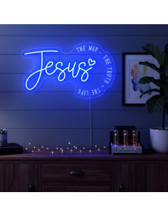 Luz de Neón Azul de Jesús LED - Decoración Cristiana 38x22cm 2