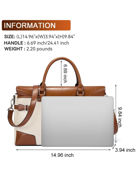 Maletín de Cuero BOSTANTEN para Mujeres 15.6" Albaricoque