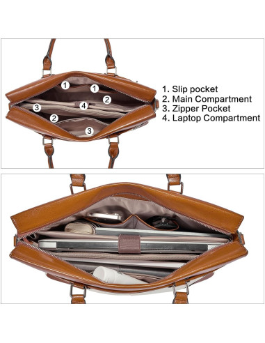 Maletín de Cuero BOSTANTEN para Mujeres 15.6" Albaricoque