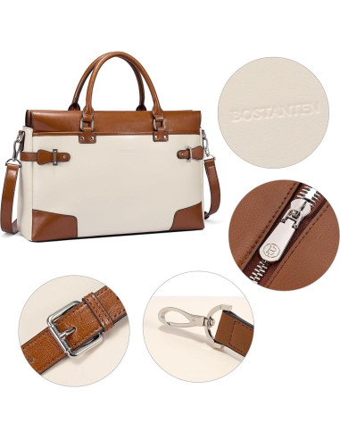 Maletín de Cuero BOSTANTEN para Mujeres 15.6" Albaricoque