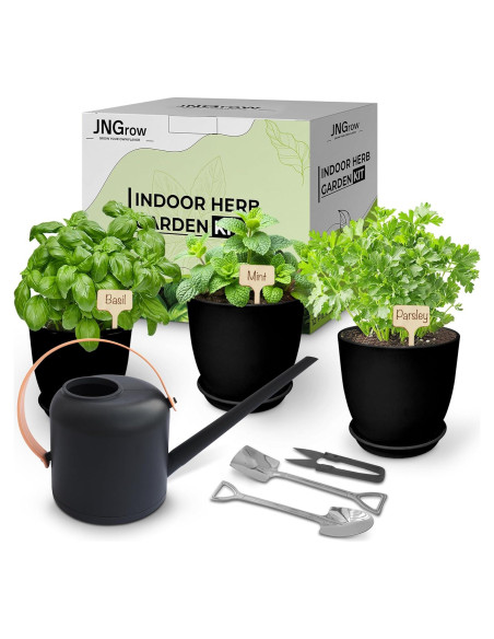 Kit de Jardín Interior JNGrow - Macetas Grandes y Regadera