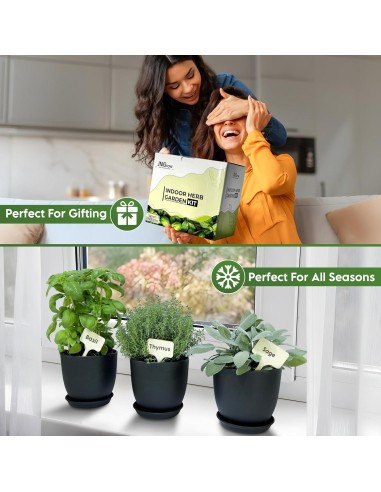 Kit de Jardín Interior JNGrow - Macetas Grandes y Regadera