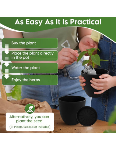 Kit de Jardín Interior JNGrow - Macetas Grandes y Regadera