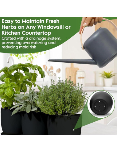 Kit de Jardín Interior JNGrow - Macetas Grandes y Regadera