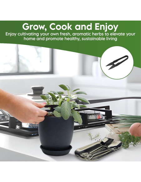 Kit de Jardín Interior JNGrow - Macetas Grandes y Regadera