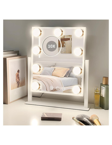 Espejo de Maquillaje Sucedey con Luces 3 Modos 10X Aumento