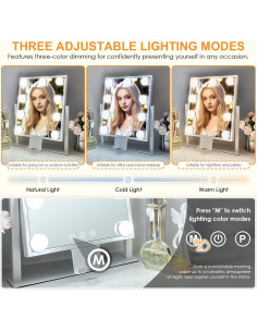 Espejo de Maquillaje Sucedey con Luces 3 Modos 10X Aumento 2