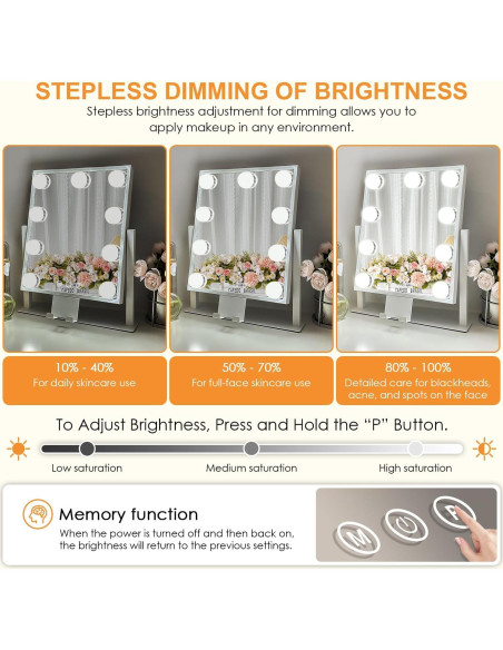 Espejo de Maquillaje Sucedey con Luces 3 Modos 10X Aumento