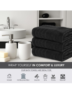 Toallas de Baño TOALLA 30x60 cm Paquete 6 Color Negro 2