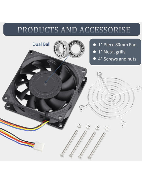 Ventilador de Caja 80mm WDERAIR WD8025DA 12V PWM 64 CFM Ventilador de Caja 80mm WDERAIR WD8025DA 12V PWM 64 CFM