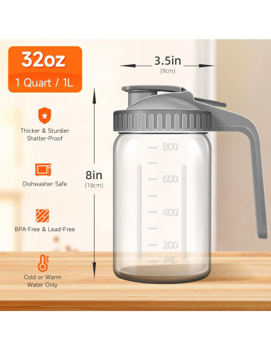 Jarra de Leche Materna OFDMNY 0.91L Vidrio Hermético con Tapa