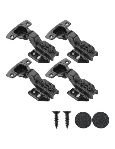 Bisagras de gabinete JQK negras cierre suave 100 4 unidades