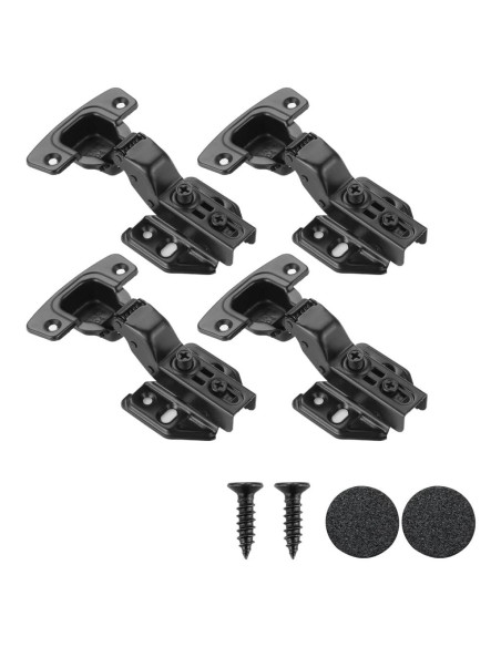 Bisagras de gabinete JQK negras cierre suave 100 4 unidades