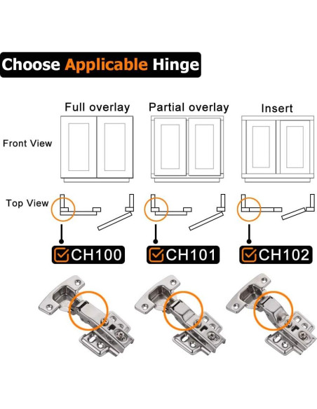 Bisagras de gabinete JQK negras cierre suave 100 4 unidades