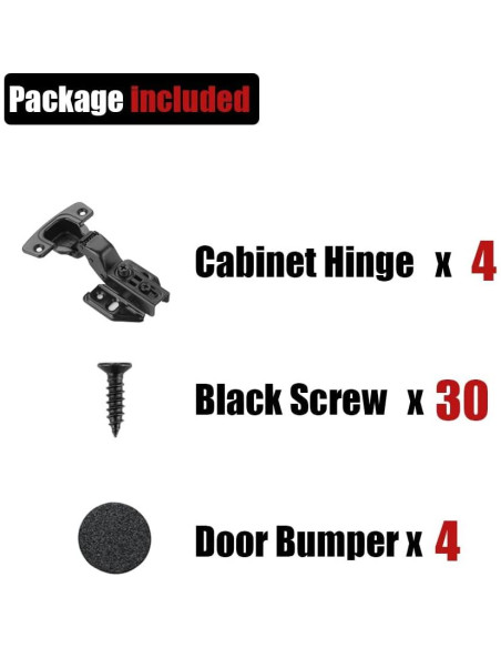 Bisagras de gabinete JQK negras cierre suave 100 4 unidades