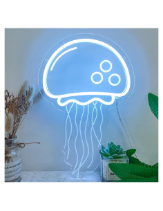 Letrero de Luz de Neón Medusa WELLTELL 32.5x21.8cm Azul Hielo