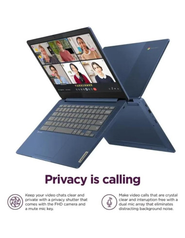 Laptop Lenovo Chromebook 14" FHD, 8 Núcleos MediaTek, 4GB RAM, 128GB SSD, Azul Abismo