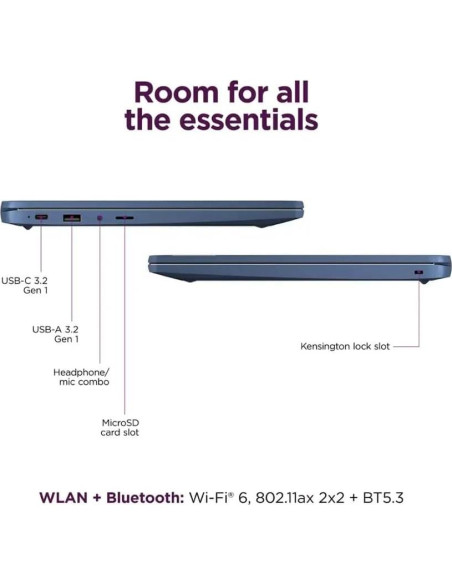 Laptop Lenovo Chromebook 14" FHD, 8 Núcleos MediaTek, 4GB RAM, 128GB SSD, Azul Abismo