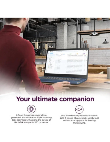 Laptop Lenovo Chromebook 14" FHD, 8 Núcleos MediaTek, 4GB RAM, 128GB SSD, Azul Abismo