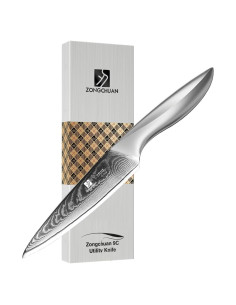 Cuchillo de Utilidad Zongchuan 9C de Acero Damasco 12.7 cm
