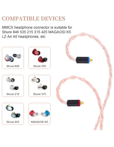 Cable de Reemplazo MMCX Gneinour para Auriculares Shure SE215 1.22m 2