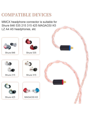 Cable de Reemplazo MMCX Gneinour para Auriculares Shure SE215 1.22m