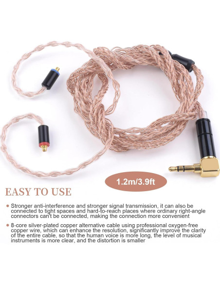 Cable de Reemplazo MMCX Gneinour para Auriculares Shure SE215 1.22m