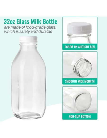 Botellas de Vidrio Reutilizables 32 Oz Cakkvde 4 Pack