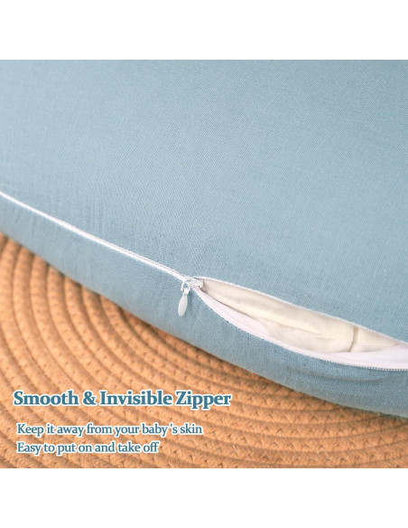 Funda de Almohada de Lactancia Jundetye Azul Muselina Suave