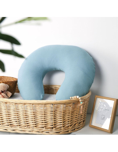 Funda de Almohada de Lactancia Jundetye Azul Muselina Suave