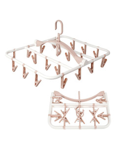 Perchero Plegable Foshine para Secar Ropa con 20 Clips Rosa