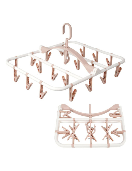 Perchero Plegable Foshine para Secar Ropa con 20 Clips Rosa