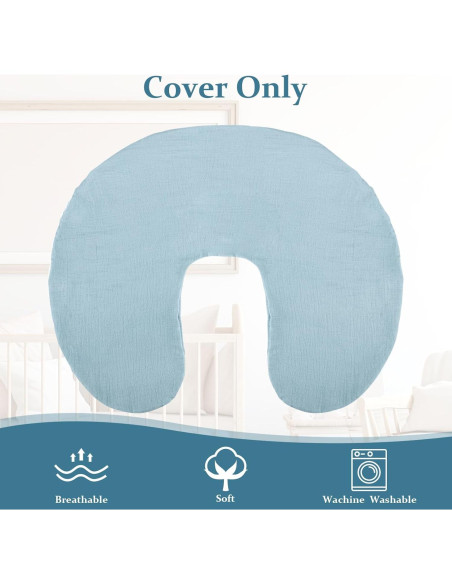 Funda de Almohada de Lactancia Jundetye Azul Muselina Suave