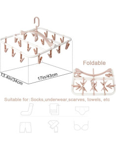 Perchero Plegable Foshine para Secar Ropa con 20 Clips Rosa 2