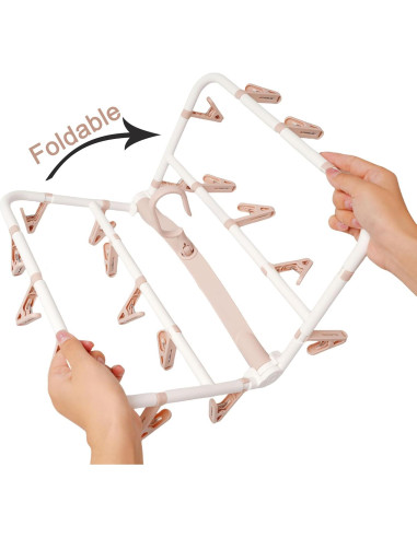 Perchero Plegable Foshine para Secar Ropa con 20 Clips Rosa
