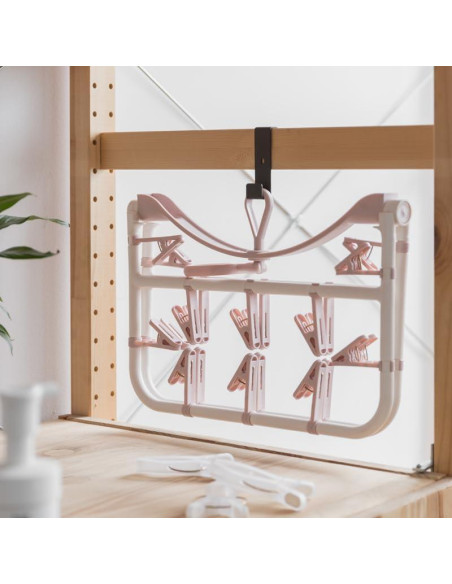 Perchero Plegable Foshine para Secar Ropa con 20 Clips Rosa