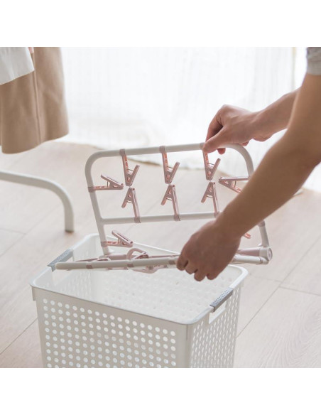 Perchero Plegable Foshine para Secar Ropa con 20 Clips Rosa